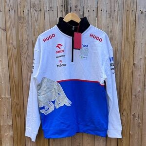 HUGO White and Blue Racing Pullover NWT
